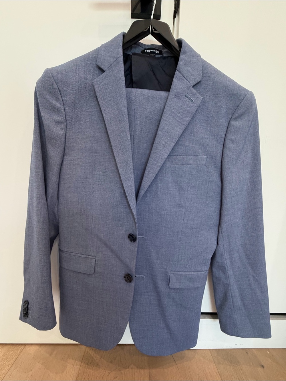Express Men's Light Slate Blue Two-Button Suit Jacket